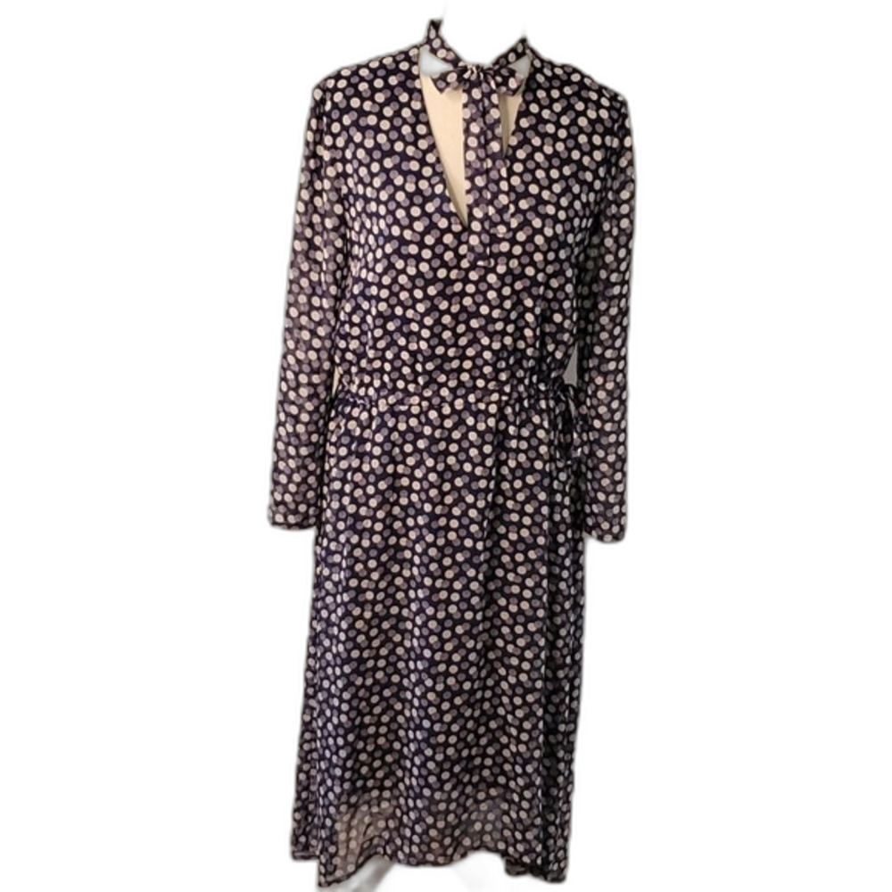 Anne Klein Hi-Low Dress, Sheer- fully lined, Blue & White, Size 8 NWT